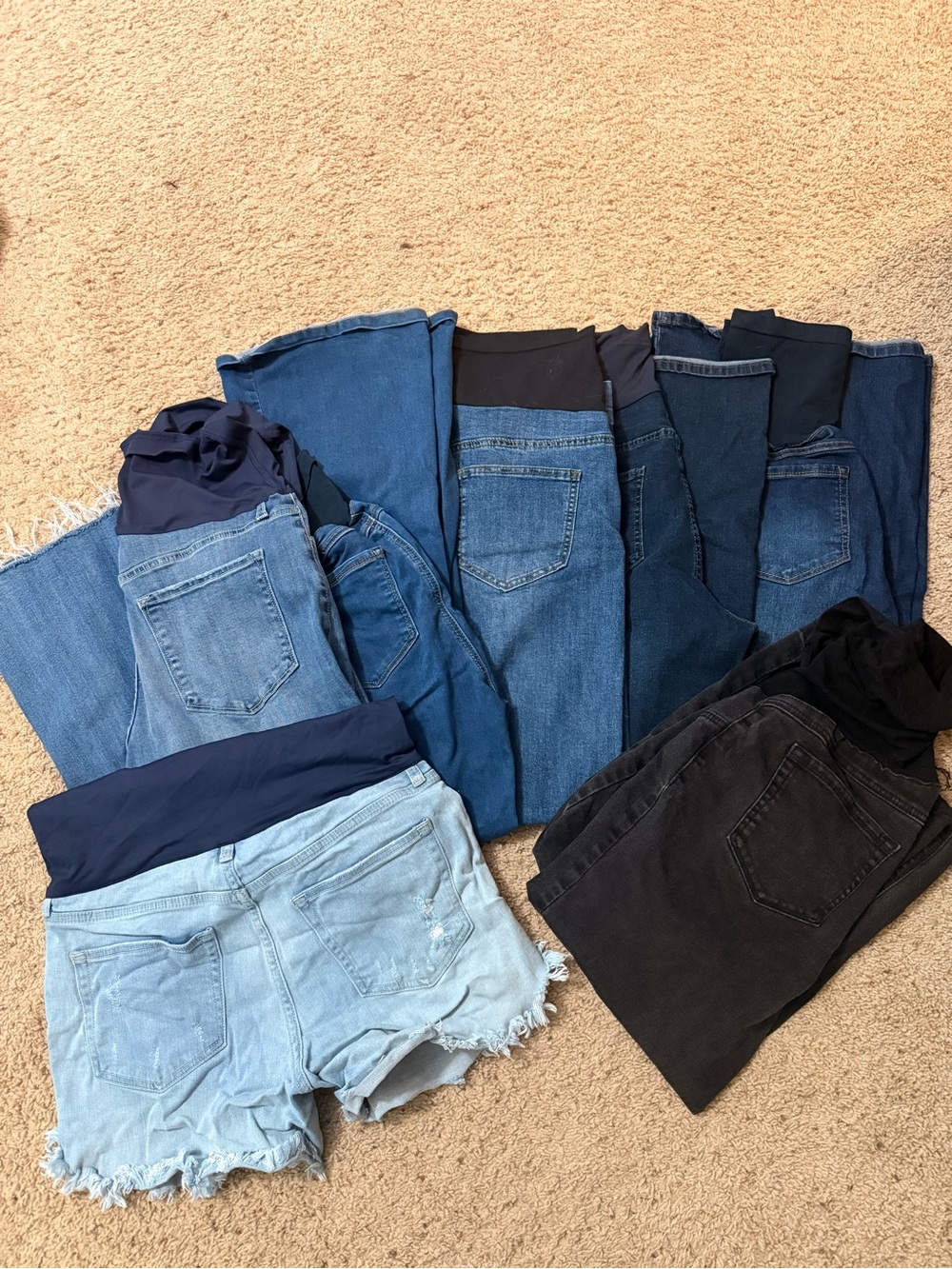 Women’s Stretch Maternity Jeans and Shorts - Blue & Black